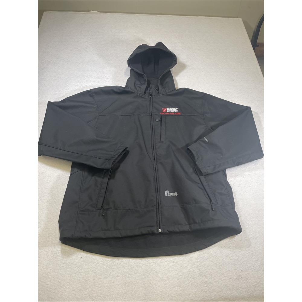Berne Jacket Mens XL Black Hooded Softshell Tractor Supply